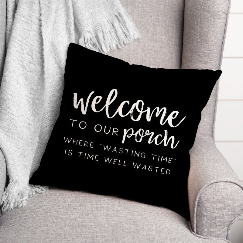 Outdoor Reversible Throw Pillow, 18" H x 18" W, Black
