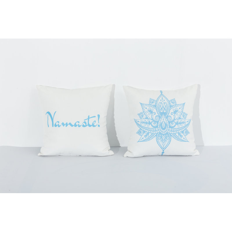 Ahlanni Indoor / Outdoor Square Cushion Cover, Blue/White