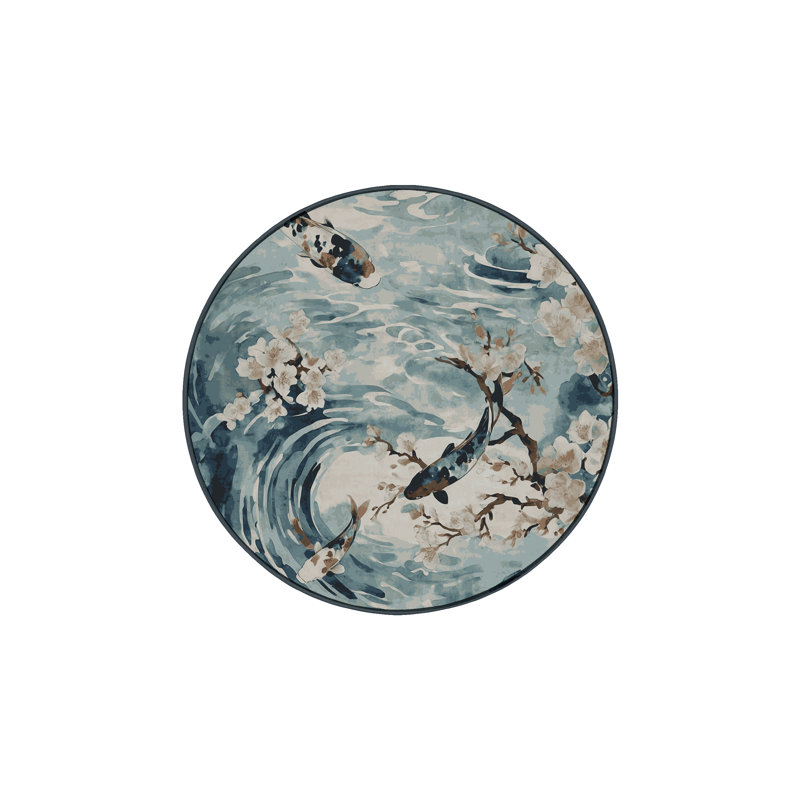 Tapis gris soyeux et moelleux, Rond 5 pi