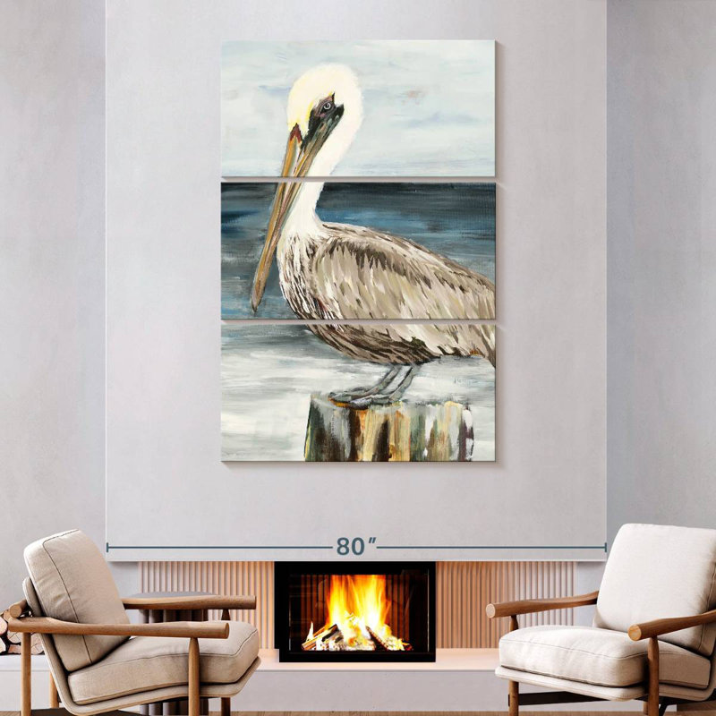 Brampt Muted Perched Pelican, 74" H x 28" W