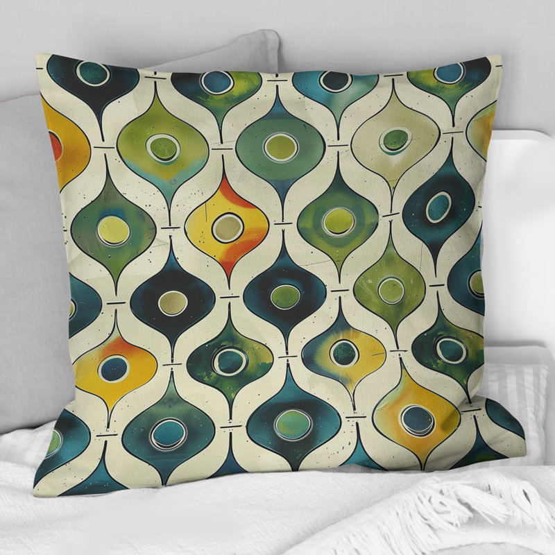 Coussin décoratif bleu et vert Modern I, H 16 po x l 16 po