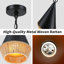 Luminaire suspendu 14 po en corde de chanvre rustique noir à 1 lumière avec abat-jour tissé à la main pour îlot de cuisine-909058845