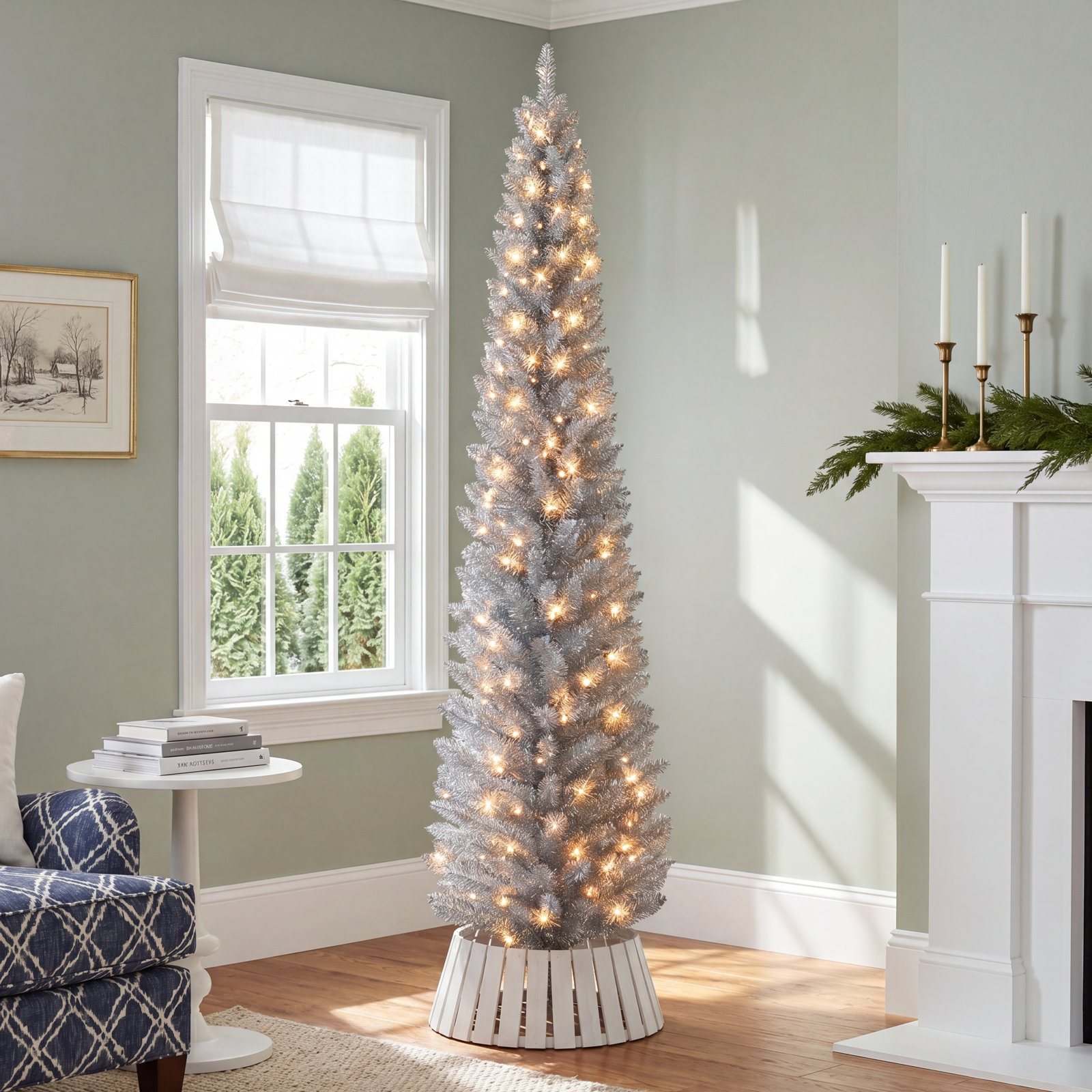 Grodin Lighted Artificial Christmas Tree, 7'