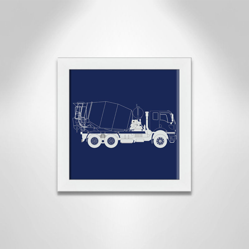 Camions Camions 1, art encadré, H 12 po x l 12 po x P 0,6 po, Encadré plat blanc