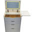 Bureau de maquillage avec panneau caché et station de charge, ensemble de coiffeuse 3 en 1 avec 3 tiroirs, coiffeuse compacte avec tabouret caché, bureau de coiffeuse avec miroir et lumières