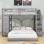 Lit superposé simple au-dessus de double en bois avec tablettes et tiroirs Jaretsi-550424724