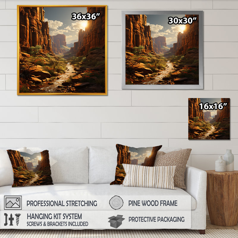 Paysage désertique Canyon II - fruits, art mural, H 16 po x l 16 po x P 1 po, Toile tendue