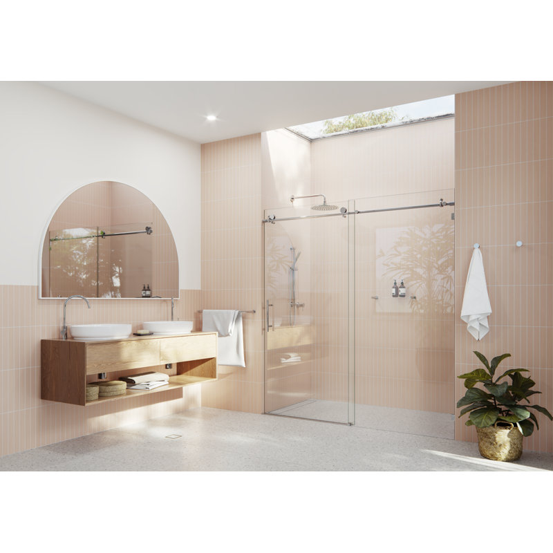Eclipse 68 - 72 in. x 78 in. Fully Frameless Sliding Shower Door, Polished Chrome