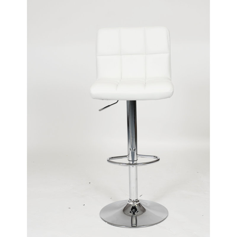 2 tabourets de bar pivotants blancs - siège rembourré en similicuir avec rotation à 360 degrés et structure chromée de 2 sièges réglables, base pour un meilleur confort