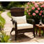 Chaise de patio avec osier en rotin, coussins moelleux, grand dossier courbé