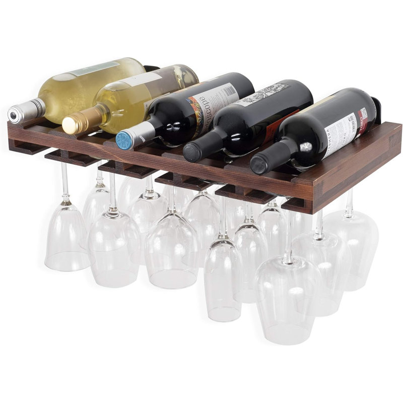 Palomino 5 - Bottle Wine Bottle & Glass Rack in Brown