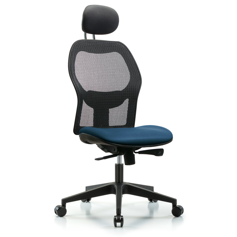 Vinyl Task Chair with Headrest, Marine Blue, No