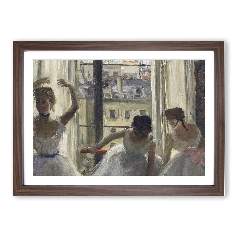 Three Ballet Ballerina Dancers by Edgar Degas - Picture Frame Painting, Walnut, 48cm H x 65cm W x 2cm D