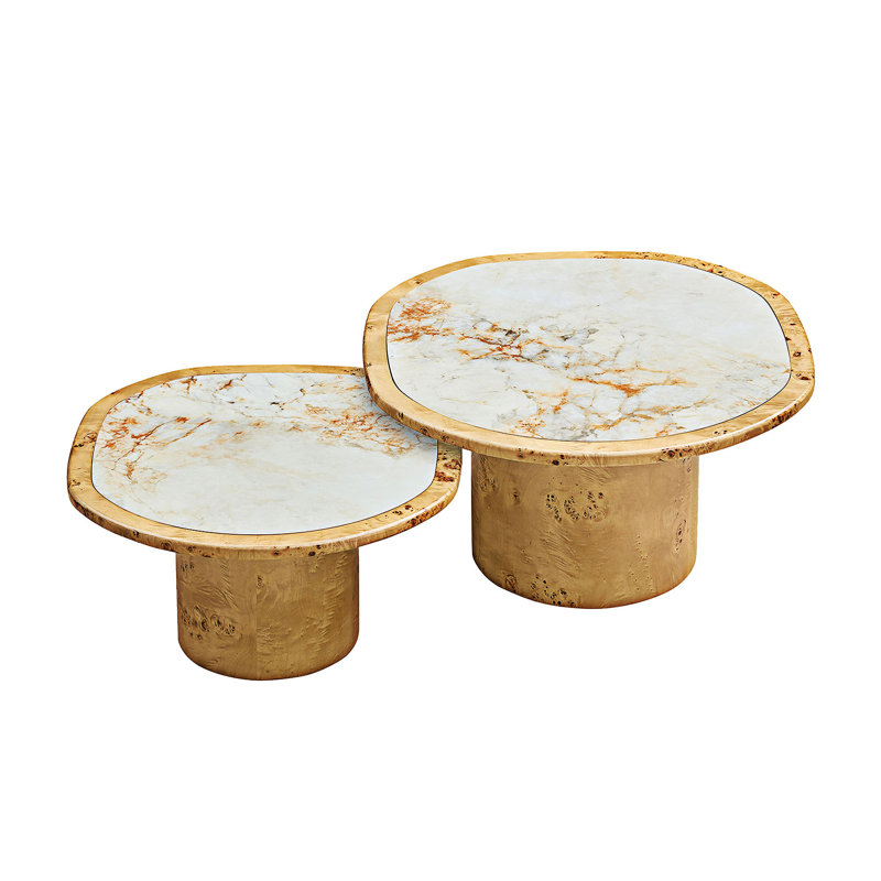 Ensemble de 2 tables basses en bois, Naturel
