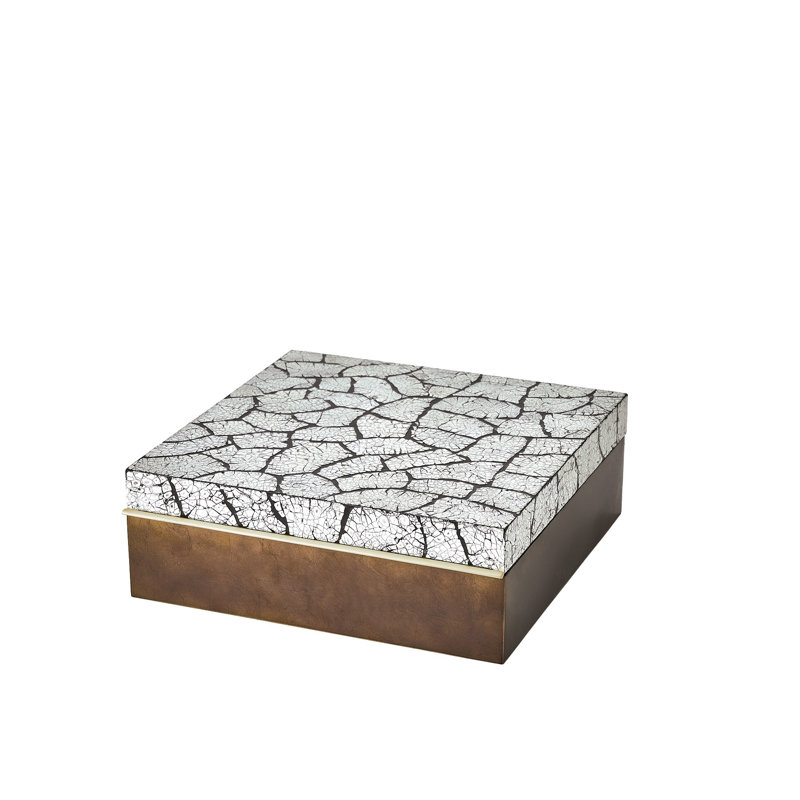 Eggshell Box-Antique Gold Leaf-Sm, 5" H x 13" W x 13" D