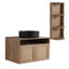 Meuble-lavabo de 30 po avec lavabo d'art en céramique et support de rangement, 2 portes à fermeture douce, conception à fixation flottante, contreplaqué (emballage KD)