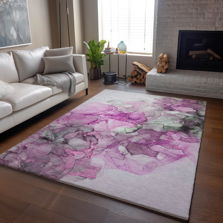 Premium Machine Washable Cerrito AMF520 Pink Rug