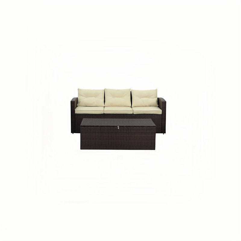 Ensemble de canapé d'extérieur Warner, Beige, Marron foncé