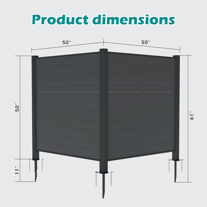 Panneaux de clôture d'extérieur en métal, noir, H 61 po x l 50 po x P 50 po