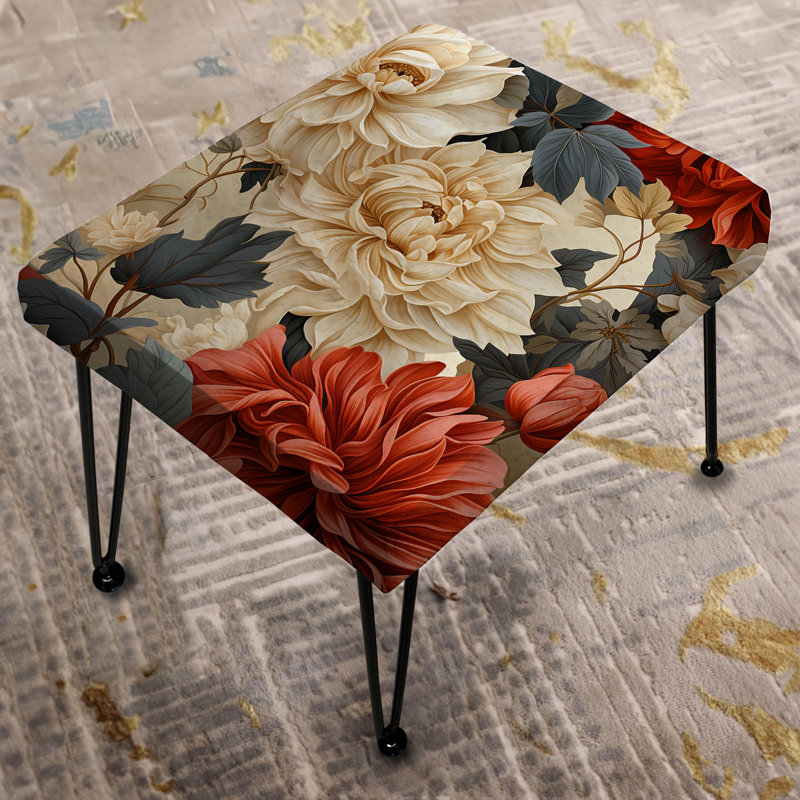 Beige Timeless Peony Elegance Wonderland - Abstract Rectangle Ottoman