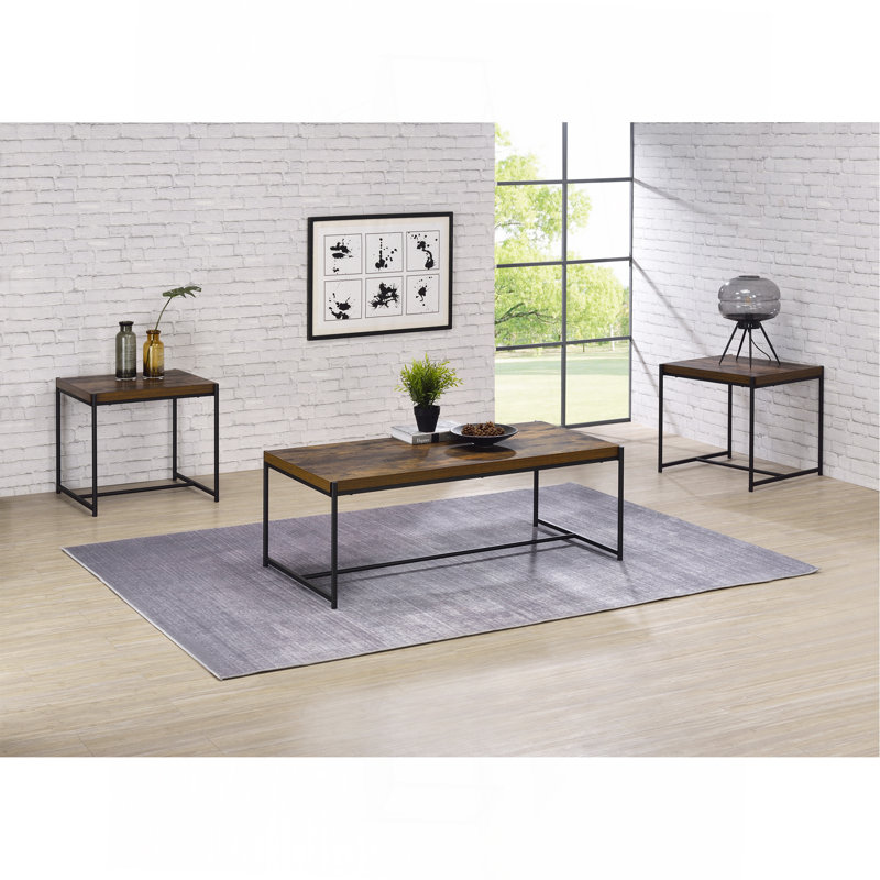 Ensemble de 3 tables basses et tables_Table basse, Plateau noir / structure noire