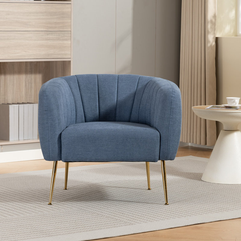 Upholstered Armchair, Light Denim