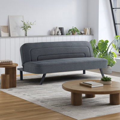 SertaIvy 66.1" Convertible Futon Sofa, Modern Channel Tufted, Woven Polyester Fabric by Serta