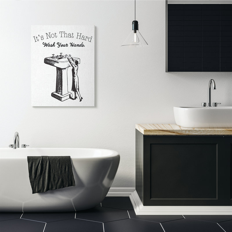 « not this hard salle de bain drôle », impression, H 30 po x l 40 po x P 1,5 po, Toile tendue
