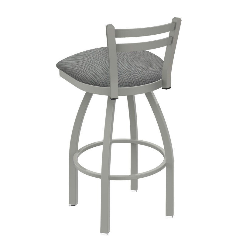 411 Jackie Low Back Swivel Bar & Counter Stool, Anodized Nickel, Counter Stool (25" Seat Height), Fabric-Graph Alpine