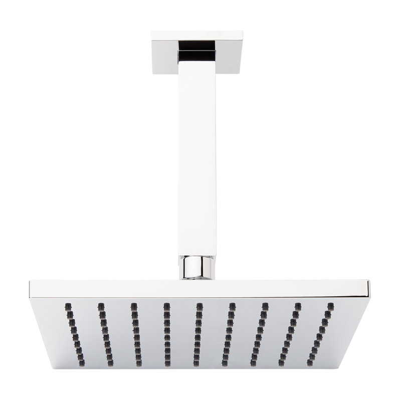 Signature Hardware Rigi Rainfall Shower Head with 12" Square Ceiling Mounted Shower Arm, Chrome
