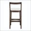 Tabouret d'intérieur en bois d'hévéa - finition brun foncé avec tissu beige-879330864