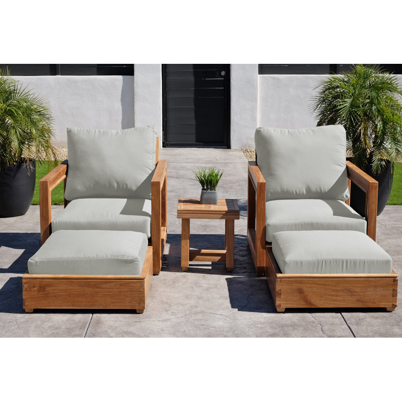 Chatsworth Outdoor 5 - Piece Teak Conversation Set, Granite Sunbrella®