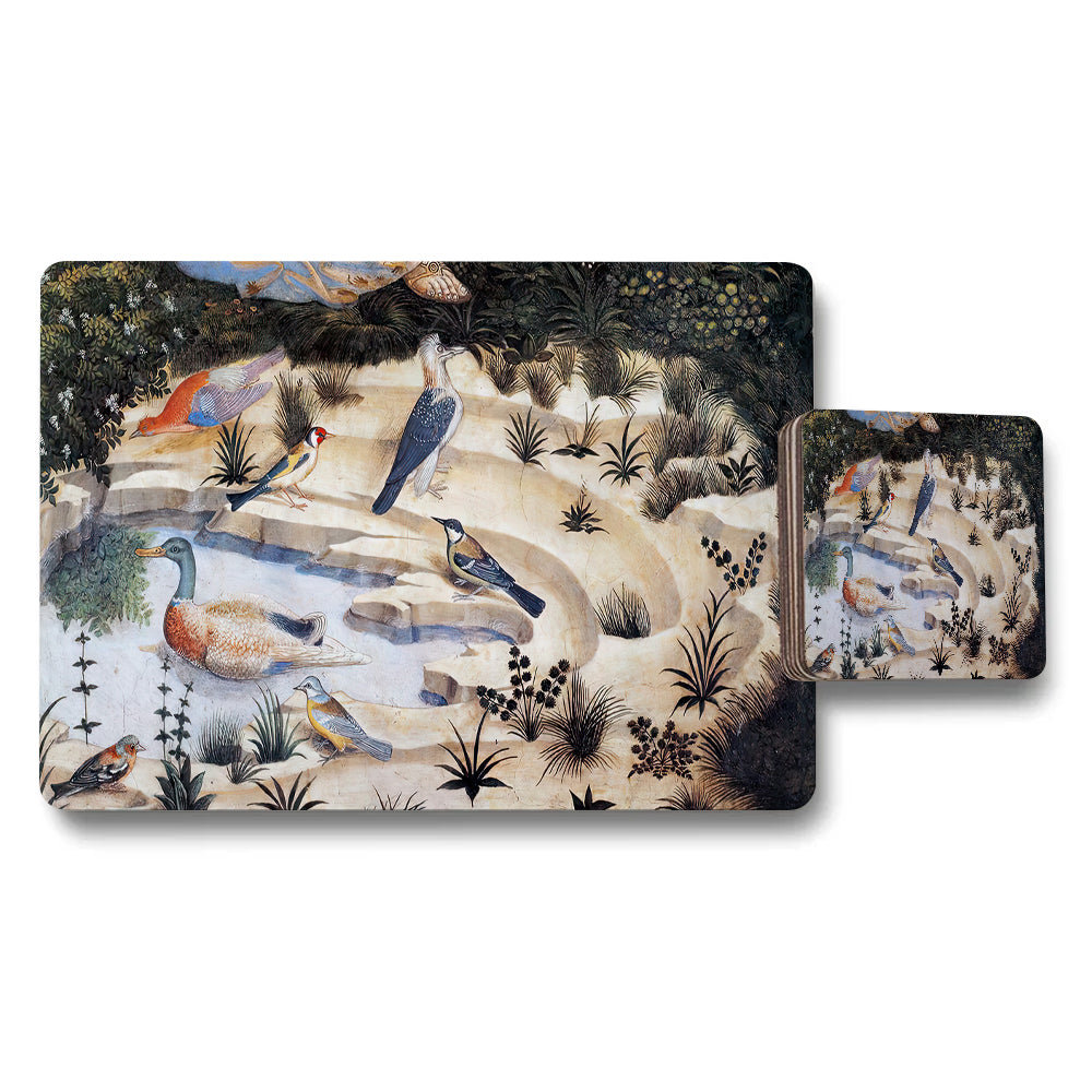 Birds On Pond Placemat And Coaster Set Decorative Tableware