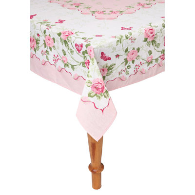 Randwick Pink Rose Floral Tablecloth. 
