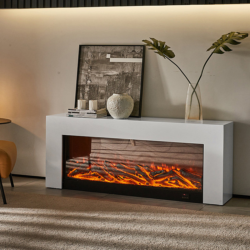 Meuble télé avec foyer électronique encastré, 47.24"