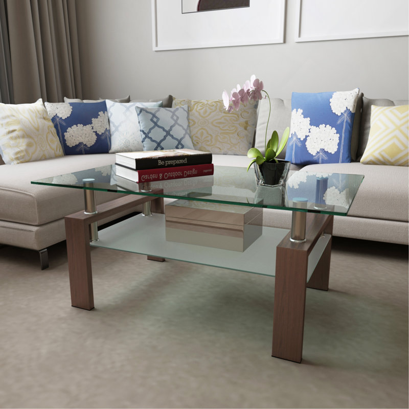 Table basse rectangulaire en verre, table basse transparente, tables d'appoint modernes pour le salon, meubles de salon
