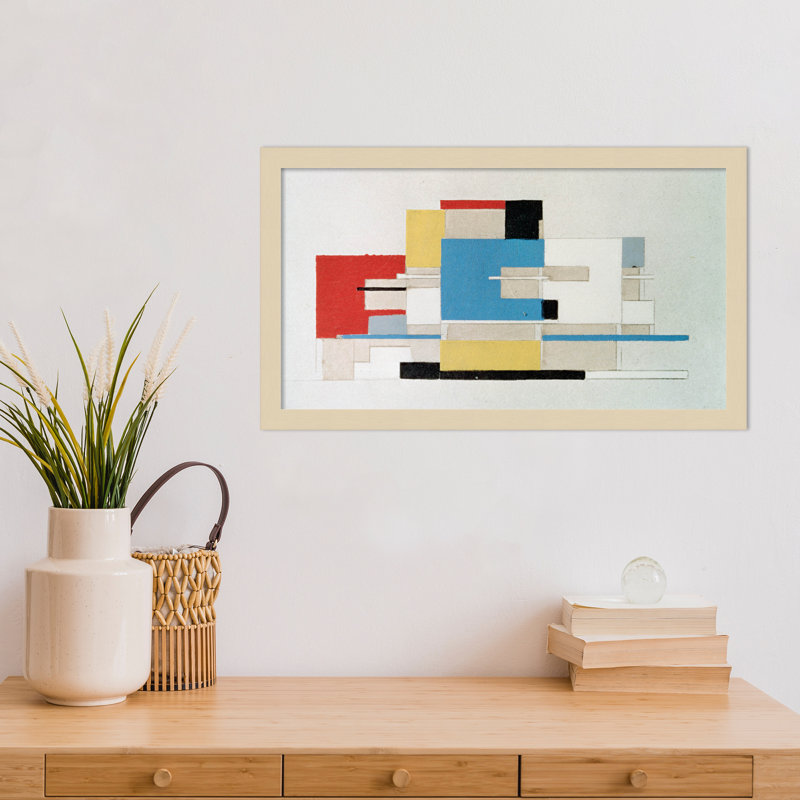 «Color Study For Architecture», reproduction d'art encadrée sur papier par Theo Van Doesburg, H 12 po x l 21 po, Brun