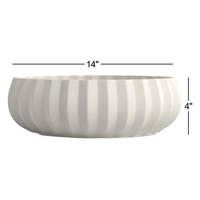 Bol en céramique blanche Almina, H 4 po x l 14 po x P 14 po