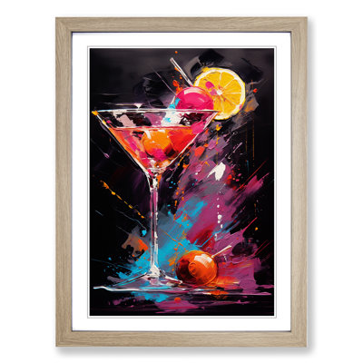 Cocktail Gestural No.2 - Single Picture Frame Print on Wood