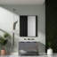 Meuble-lavabo autoportant moderne avec lavabo en résine, armoire gris pierre spacieuse