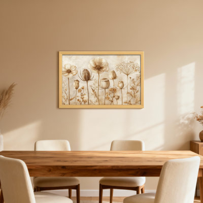 Arrangement floral de plantes et de fleurs dans un ton sépia