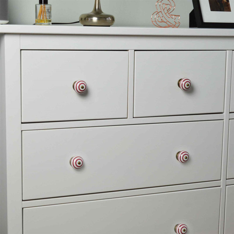 Nicola Spring - Round Ceramic Cabinet Knobs, Dark Red