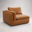 Canapé modulaire en cuir fleur brun 3 pièces avec fauteuils gauche et droit