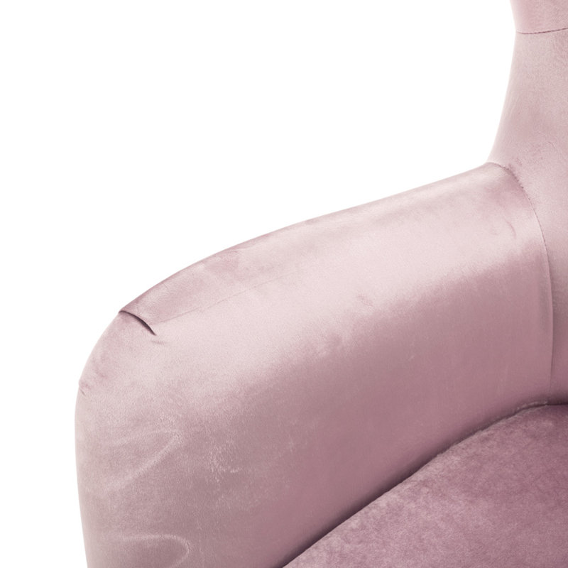 Fauteuil d'appoint 32,68 po à dossier capitonné en velours avec structure en bois massif