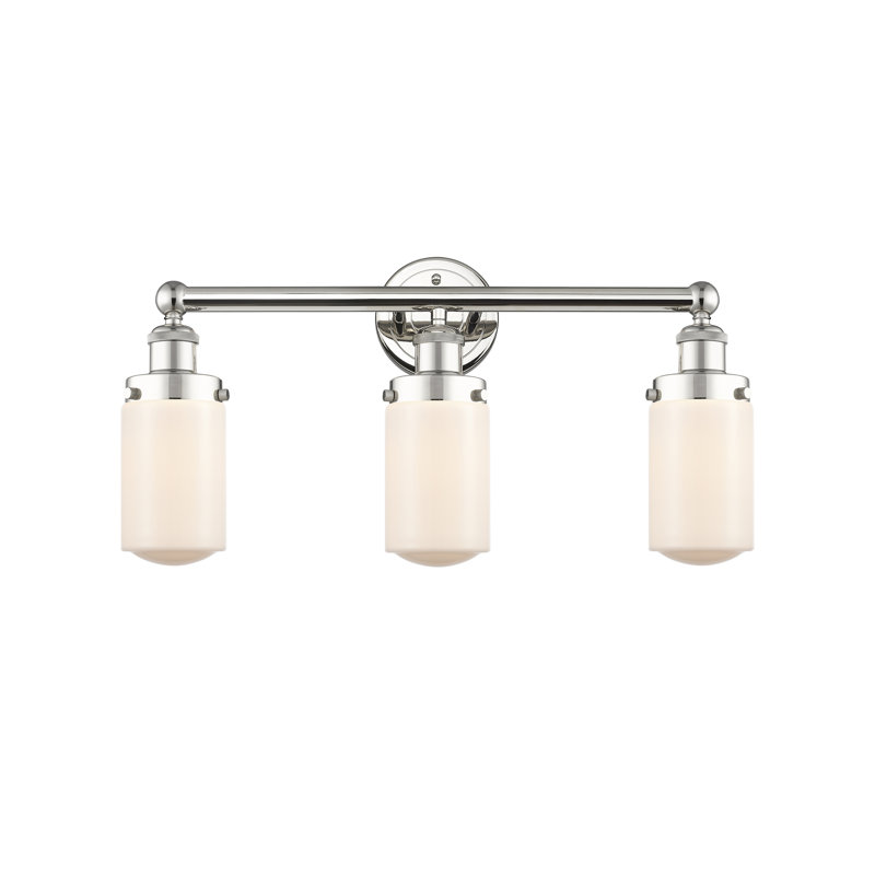 Éclairage pour salle de bain 3 lumières à intensité variable, Nickel poli, Blanc mat