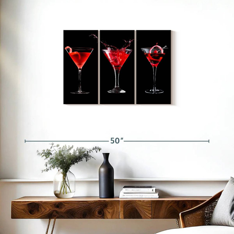 Maraschino cerise cocktail 3 pièces, H 20 po x l 33 po