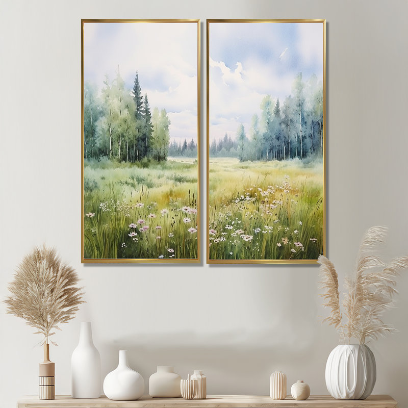 «Meadow Scenery Minimalisme V», grandes impressions sur toile, H 20 po x l 24 po, Doré