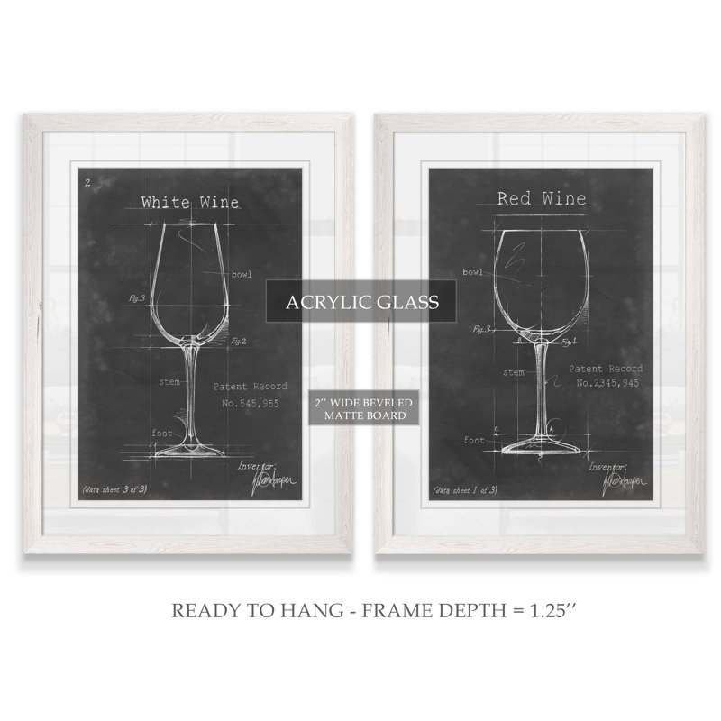 « articles bar blueprint iii » par antonymeus bunjamin (abe)-ensemble de 2 reproductions d’art sur cadre photo, Blanc