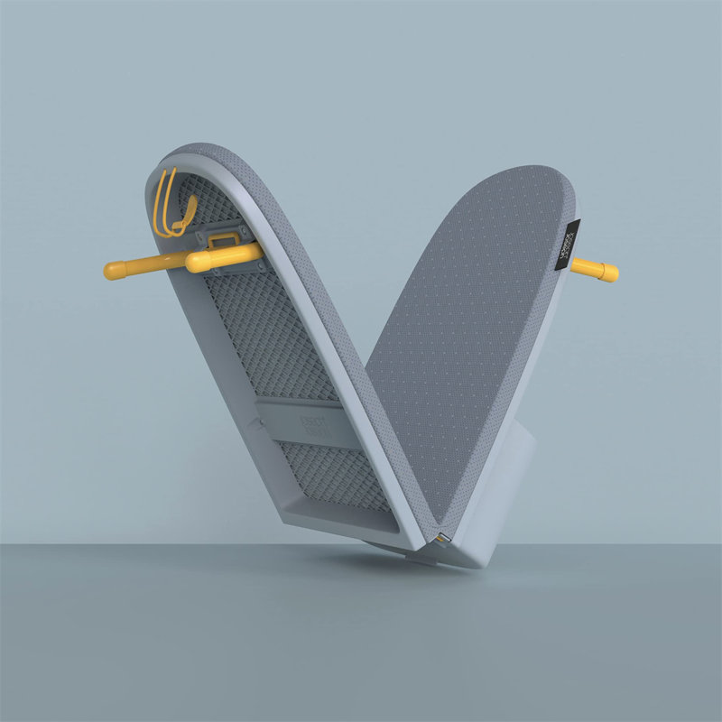Compact Grey and Yellow Folding Tabletop Ironing Board with Iron Holder