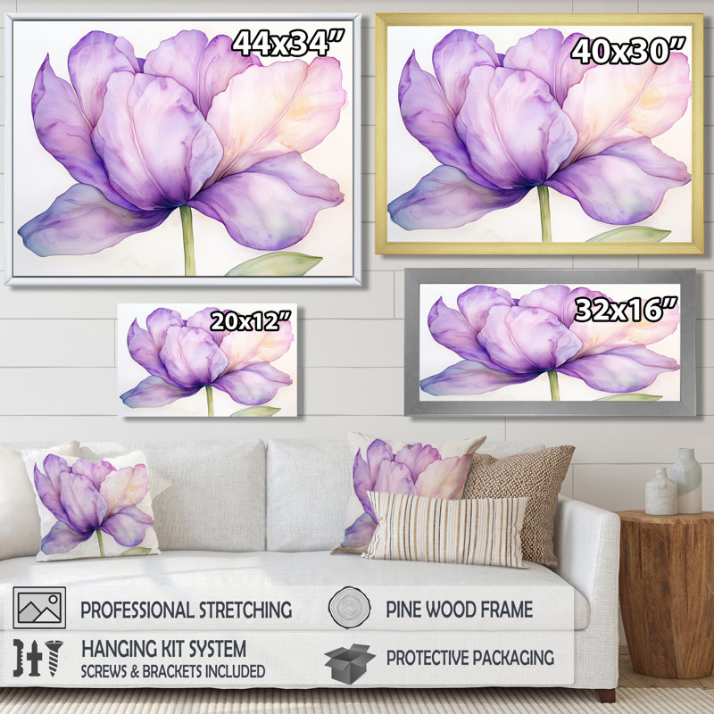 Fleur d'été de tulipe mauve III - impression murale de tulipes, Reproduction encadrée d'une seule photo sans pass, Noir